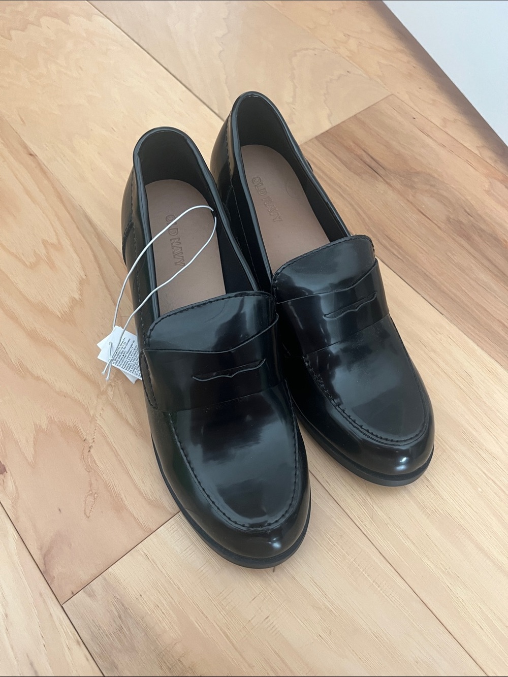 Old Navy Black Patent Slip-On Loafers